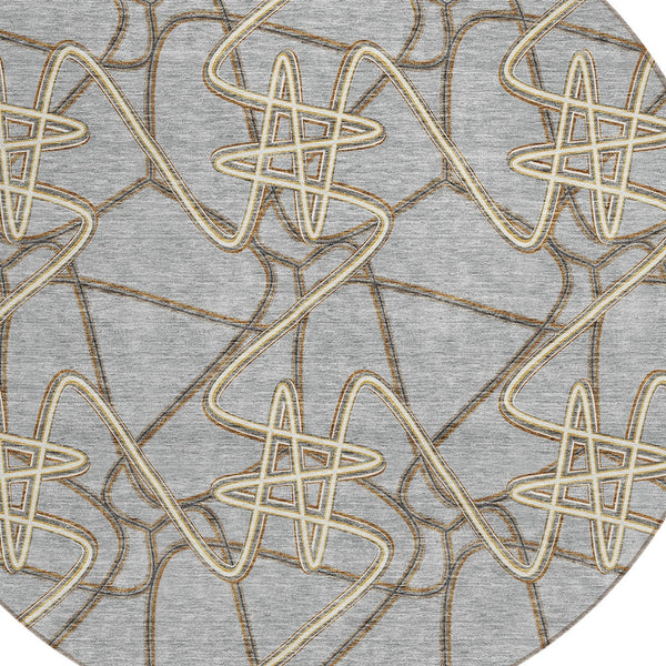 Homeroots 3' Stylish Geometric Washable Area Rug For Indoor And Outdoor Spaces - Durable & Easy To Clean! Gray Polyester 612805