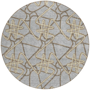 Homeroots 3' Stylish Geometric Washable Area Rug For Indoor And Outdoor Spaces - Durable & Easy To Clean! Gray Polyester 612805