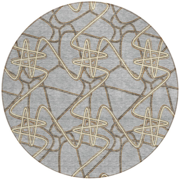Homeroots 3' Stylish Geometric Washable Area Rug For Indoor And Outdoor Spaces - Durable & Easy To Clean! Gray Polyester 612805