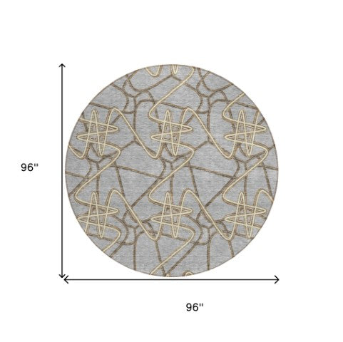 Homeroots 3' Stylish Geometric Washable Area Rug For Indoor And Outdoor Spaces - Durable & Easy To Clean! Gray Polyester 612805