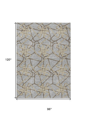 Homeroots 3' Stylish Geometric Washable Area Rug For Indoor And Outdoor Spaces - Durable & Easy To Clean! Gray Polyester 612806