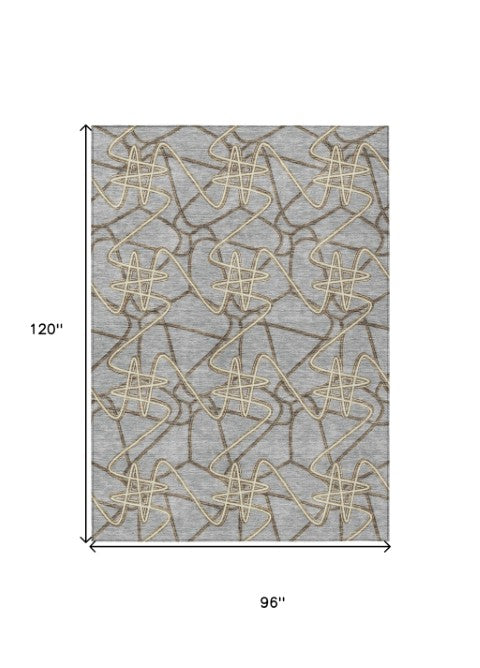 Homeroots 3' Stylish Geometric Washable Area Rug For Indoor And Outdoor Spaces - Durable & Easy To Clean! Gray Polyester 612806