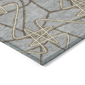 Homeroots 3' Stylish Geometric Washable Area Rug For Indoor And Outdoor Spaces - Durable & Easy To Clean! Gray Polyester 612806