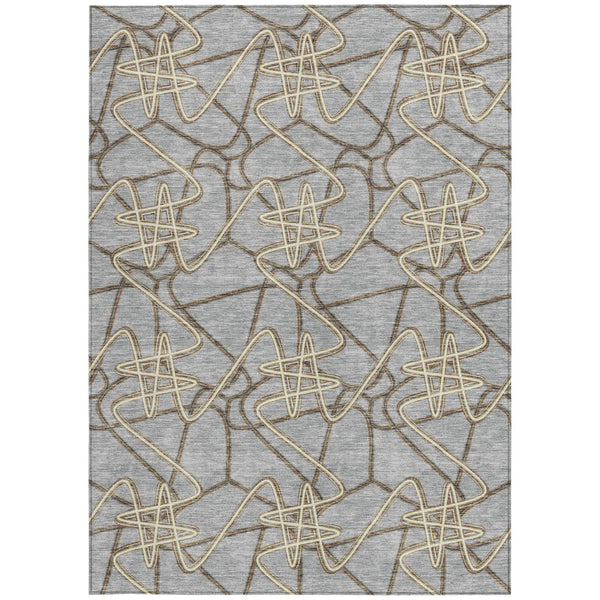 Homeroots 3' Stylish Geometric Washable Area Rug For Indoor And Outdoor Spaces - Durable & Easy To Clean! Gray Polyester 612806