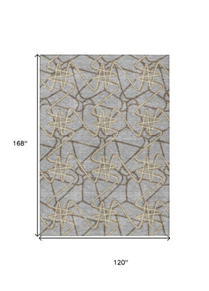Homeroots 3' Stylish Geometric Washable Area Rug For Indoor And Outdoor Spaces - Durable & Easy To Clean! Gray Polyester 612808