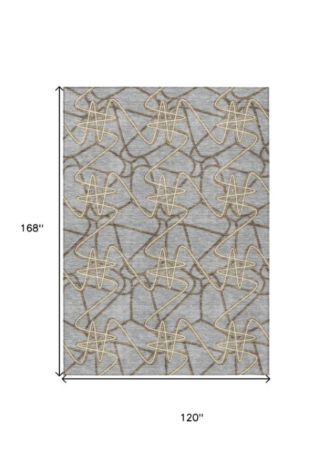 Homeroots 3' Stylish Geometric Washable Area Rug For Indoor And Outdoor Spaces - Durable & Easy To Clean! Gray Polyester 612808