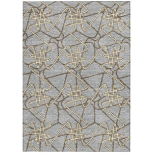 Homeroots 3' Stylish Geometric Washable Area Rug For Indoor And Outdoor Spaces - Durable & Easy To Clean! Gray Polyester 612808