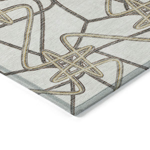 Homeroots 3' Stylish Geometric Washable Area Rug For Indoor And Outdoor Spaces - Durable & Easy To Clean! Ivory Polyester 612810