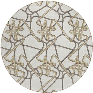 Homeroots 3' Stylish Geometric Washable Area Rug For Indoor And Outdoor Spaces - Durable & Easy To Clean! Ivory Polyester 612811