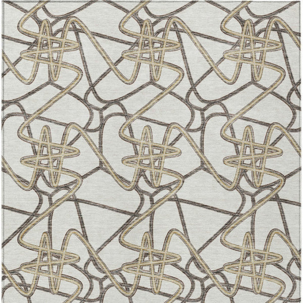 Homeroots 3' Stylish Geometric Washable Area Rug For Indoor And Outdoor Spaces - Durable & Easy To Clean! Ivory Polyester 612812