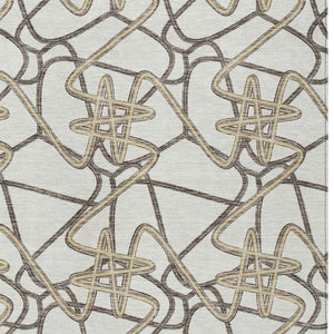 Homeroots 3' Stylish Geometric Washable Area Rug For Indoor And Outdoor Spaces - Durable & Easy To Clean! Ivory Polyester 612812