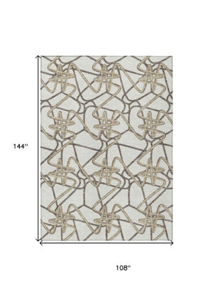 Homeroots 3' Stylish Geometric Washable Area Rug For Indoor And Outdoor Spaces - Durable & Easy To Clean! Ivory Polyester 612813
