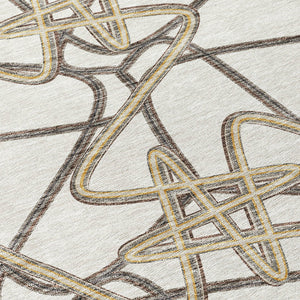 Homeroots 3' Stylish Geometric Washable Area Rug For Indoor And Outdoor Spaces - Durable & Easy To Clean! Ivory Polyester 612813