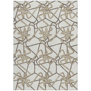 Homeroots 3' Stylish Geometric Washable Area Rug For Indoor And Outdoor Spaces - Durable & Easy To Clean! Ivory Polyester 612814