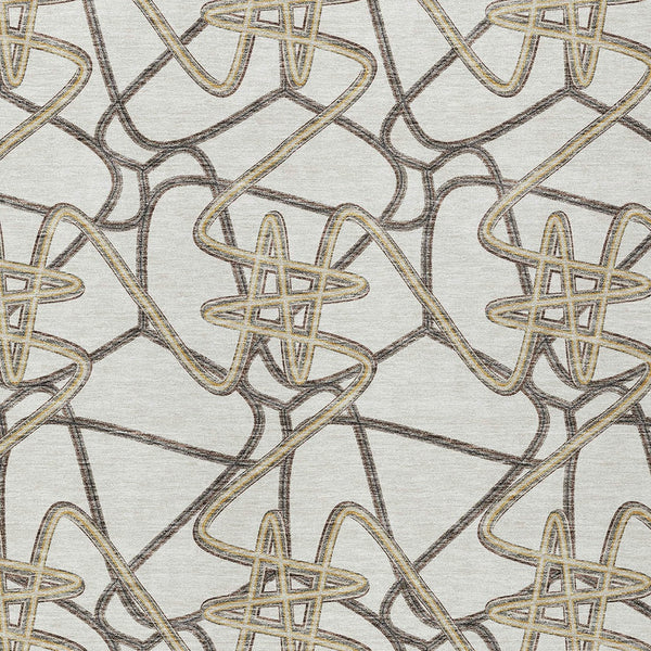 Homeroots 3' Stylish Geometric Washable Area Rug For Indoor And Outdoor Spaces - Durable & Easy To Clean! Ivory Polyester 612814