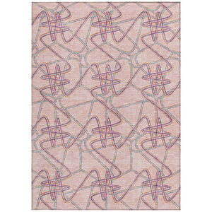 Homeroots 3' Stylish Geometric Washable Area Rug For Indoor And Outdoor Spaces - Durable & Easy To Clean! Pink Polyester 612815