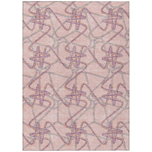 HomeRoots 5' Geometric Washable Area Rug in Pink, Purple & Sky Blue - Perfect for Indoor & Outdoor Spaces! 5' X 8' 612816
