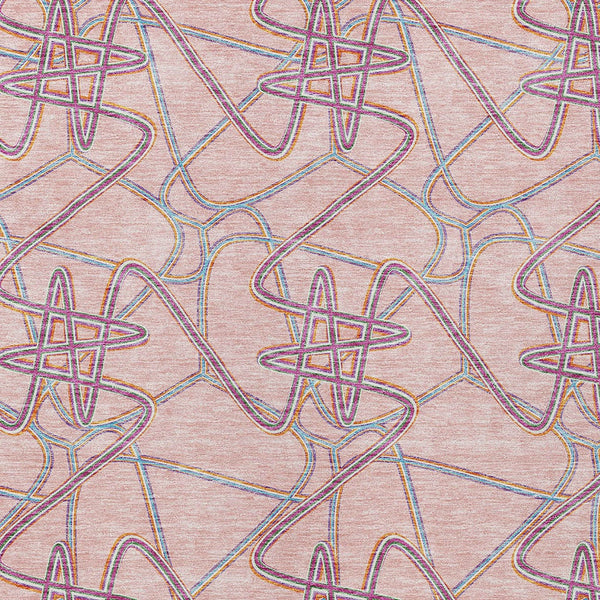 Homeroots 3' Stylish Geometric Washable Area Rug For Indoor And Outdoor Spaces - Durable & Easy To Clean! Pink Polyester 612816