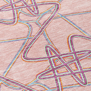 Homeroots 3' Stylish Geometric Washable Area Rug For Indoor And Outdoor Spaces - Durable & Easy To Clean! Pink Polyester 612816