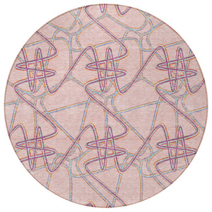 Homeroots 3' Stylish Geometric Washable Area Rug For Indoor And Outdoor Spaces - Durable & Easy To Clean! Pink Polyester 612817