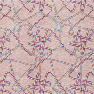 Homeroots 3' Stylish Geometric Washable Area Rug For Indoor And Outdoor Spaces - Durable & Easy To Clean! Pink Polyester 612818