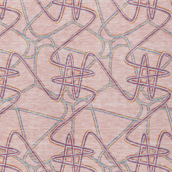 Homeroots 3' Stylish Geometric Washable Area Rug For Indoor And Outdoor Spaces - Durable & Easy To Clean! Pink Polyester 612818