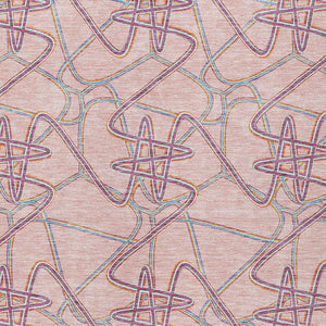 Homeroots 3' Stylish Geometric Washable Area Rug For Indoor And Outdoor Spaces - Durable & Easy To Clean! Pink Polyester 612819