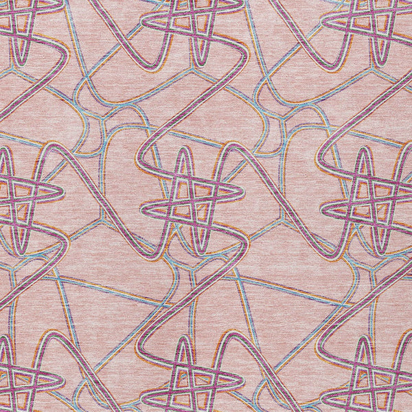 Homeroots 3' Stylish Geometric Washable Area Rug For Indoor And Outdoor Spaces - Durable & Easy To Clean! Pink Polyester 612819