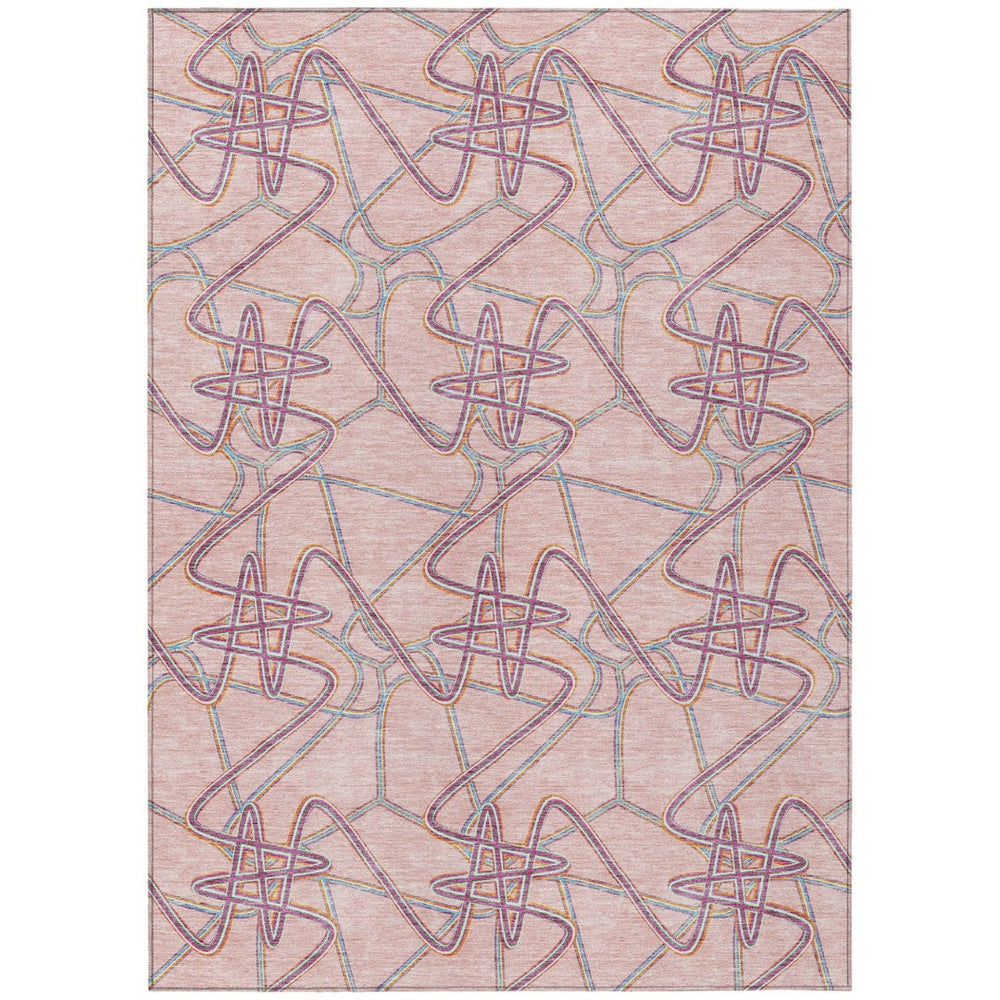 HomeRoots 5' Geometric Washable Area Rug in Pink, Purple & Sky Blue - Perfect for Indoor & Outdoor Spaces! 10' X 14' 612820