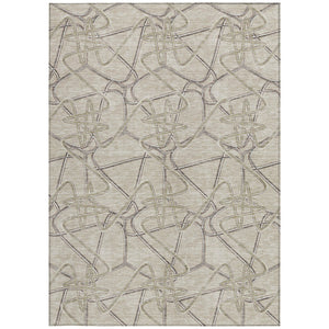 Homeroots 3' Stylish Geometric Washable Area Rug For Indoor And Outdoor Spaces - Durable & Easy To Clean! Beige Polyester 612821
