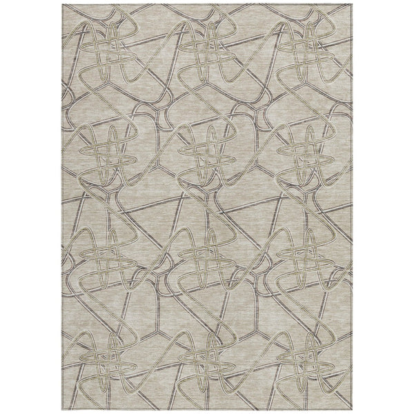 Homeroots 3' Stylish Geometric Washable Area Rug For Indoor And Outdoor Spaces - Durable & Easy To Clean! Beige Polyester 612821