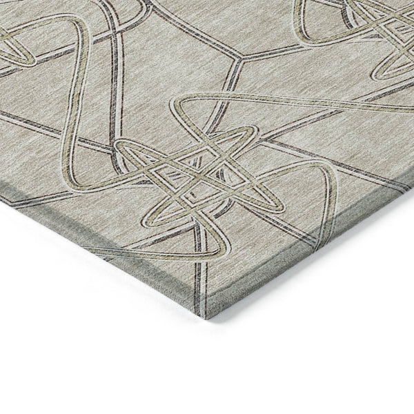 Homeroots 3' Stylish Geometric Washable Area Rug For Indoor And Outdoor Spaces - Durable & Easy To Clean! Beige Polyester 612822