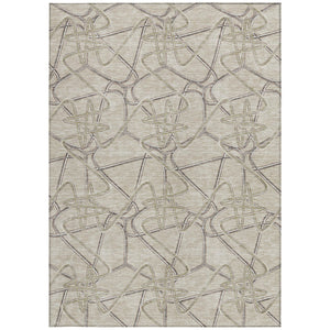 Homeroots 3' Stylish Geometric Washable Area Rug For Indoor And Outdoor Spaces - Durable & Easy To Clean! Beige Polyester 612822