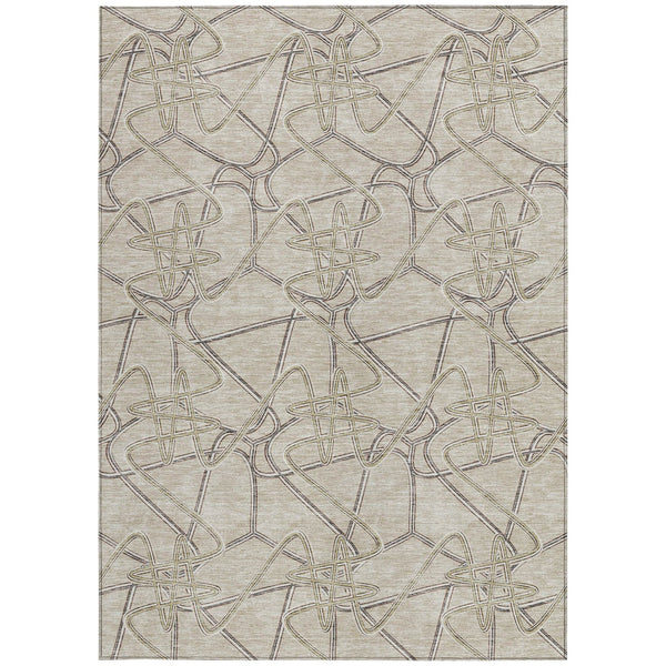 Homeroots 3' Stylish Geometric Washable Area Rug For Indoor And Outdoor Spaces - Durable & Easy To Clean! Beige Polyester 612822