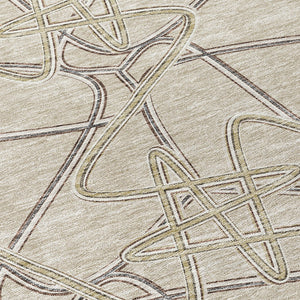 Homeroots 3' Stylish Geometric Washable Area Rug For Indoor And Outdoor Spaces - Durable & Easy To Clean! Beige Polyester 612823