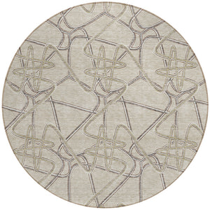 Homeroots 3' Stylish Geometric Washable Area Rug For Indoor And Outdoor Spaces - Durable & Easy To Clean! Beige Polyester 612823