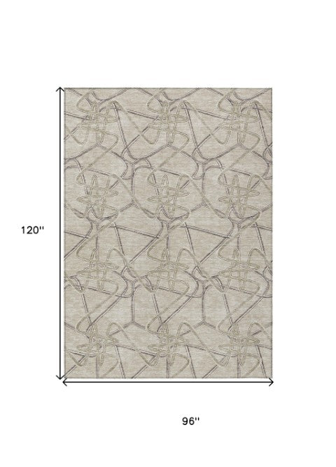 Homeroots 3' Stylish Geometric Washable Area Rug For Indoor And Outdoor Spaces - Durable & Easy To Clean! Beige Polyester 612824