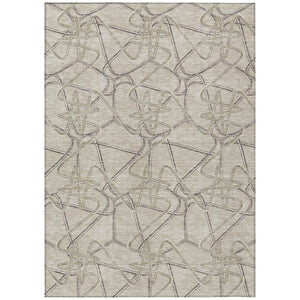 HomeRoots 5' Geometric Beige, Ivory & Gray Area Rug - Stylish, Durable & Washable for Indoor/Outdoor Use 8' X 10' 612824