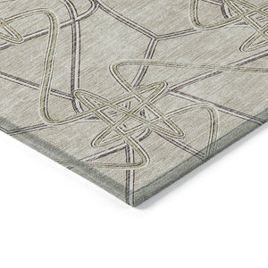 Homeroots 3' Stylish Geometric Washable Area Rug For Indoor And Outdoor Spaces - Durable & Easy To Clean! Beige Polyester 612824