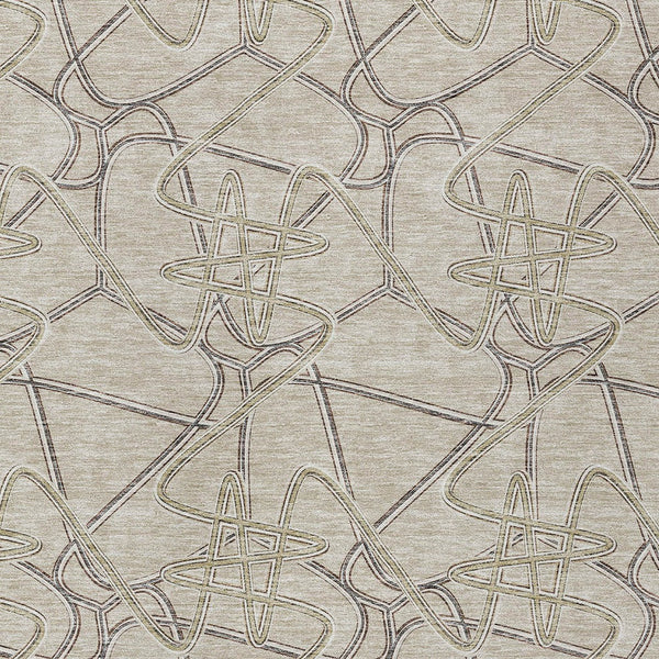 Homeroots 3' Stylish Geometric Washable Area Rug For Indoor And Outdoor Spaces - Durable & Easy To Clean! Beige Polyester 612824