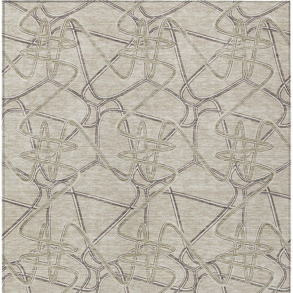 Homeroots 3' Stylish Geometric Washable Area Rug For Indoor And Outdoor Spaces - Durable & Easy To Clean! Beige Polyester 612825