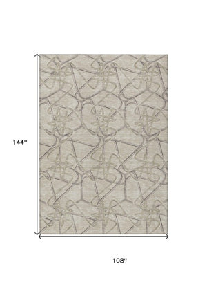 Homeroots 3' Stylish Geometric Washable Area Rug For Indoor And Outdoor Spaces - Durable & Easy To Clean! Beige Polyester 612825