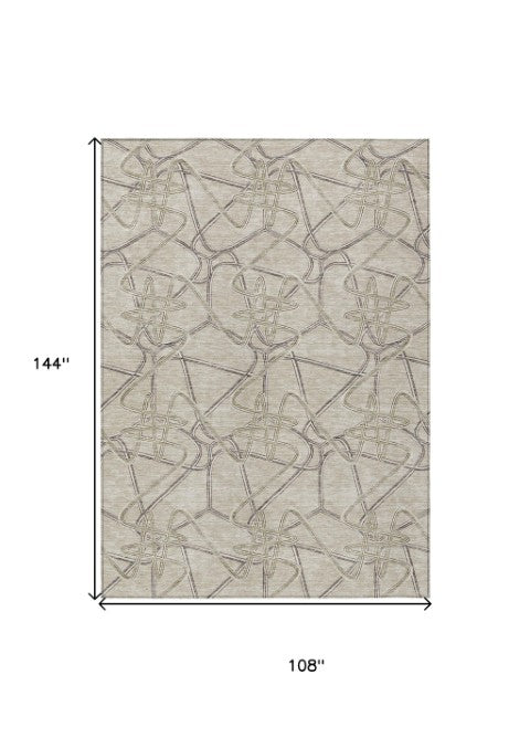 Homeroots 3' Stylish Geometric Washable Area Rug For Indoor And Outdoor Spaces - Durable & Easy To Clean! Beige Polyester 612825