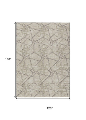 Homeroots 3' Stylish Geometric Washable Area Rug For Indoor And Outdoor Spaces - Durable & Easy To Clean! Beige Polyester 612826