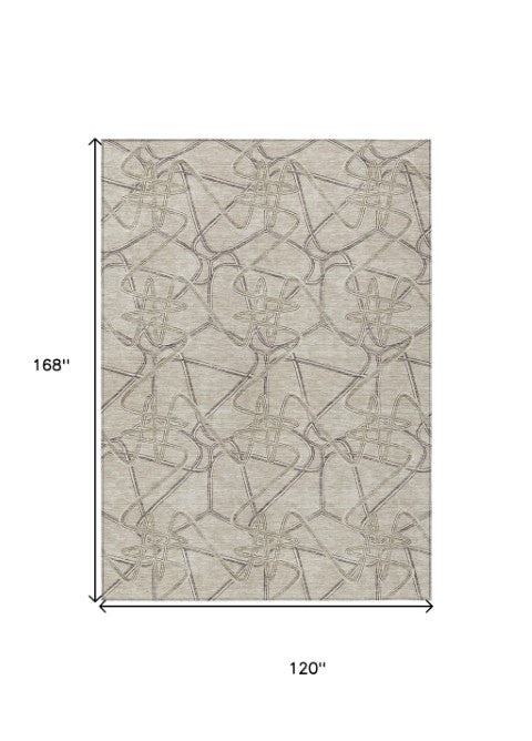 Homeroots 3' Stylish Geometric Washable Area Rug For Indoor And Outdoor Spaces - Durable & Easy To Clean! Beige Polyester 612826
