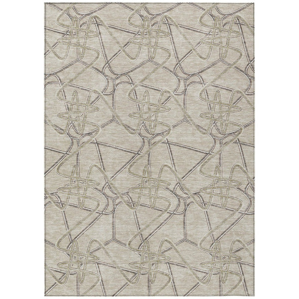 HomeRoots 5' Geometric Beige, Ivory & Gray Area Rug - Stylish, Durable & Washable for Indoor/Outdoor Use 10' X 14' 612826