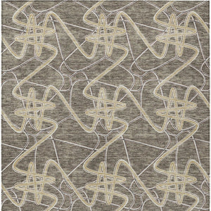 Homeroots 3' Stylish Geometric Washable Area Rug For Indoor And Outdoor Spaces - Durable & Easy To Clean! Taupe Polyester 612827