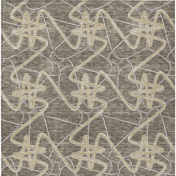 Homeroots 3' Stylish Geometric Washable Area Rug For Indoor And Outdoor Spaces - Durable & Easy To Clean! Taupe Polyester 612827