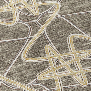 Homeroots 3' Stylish Geometric Washable Area Rug For Indoor And Outdoor Spaces - Durable & Easy To Clean! Taupe Polyester 612827