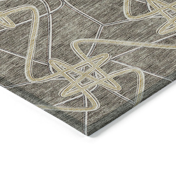Homeroots 3' Stylish Geometric Washable Area Rug For Indoor And Outdoor Spaces - Durable & Easy To Clean! Taupe Polyester 612828